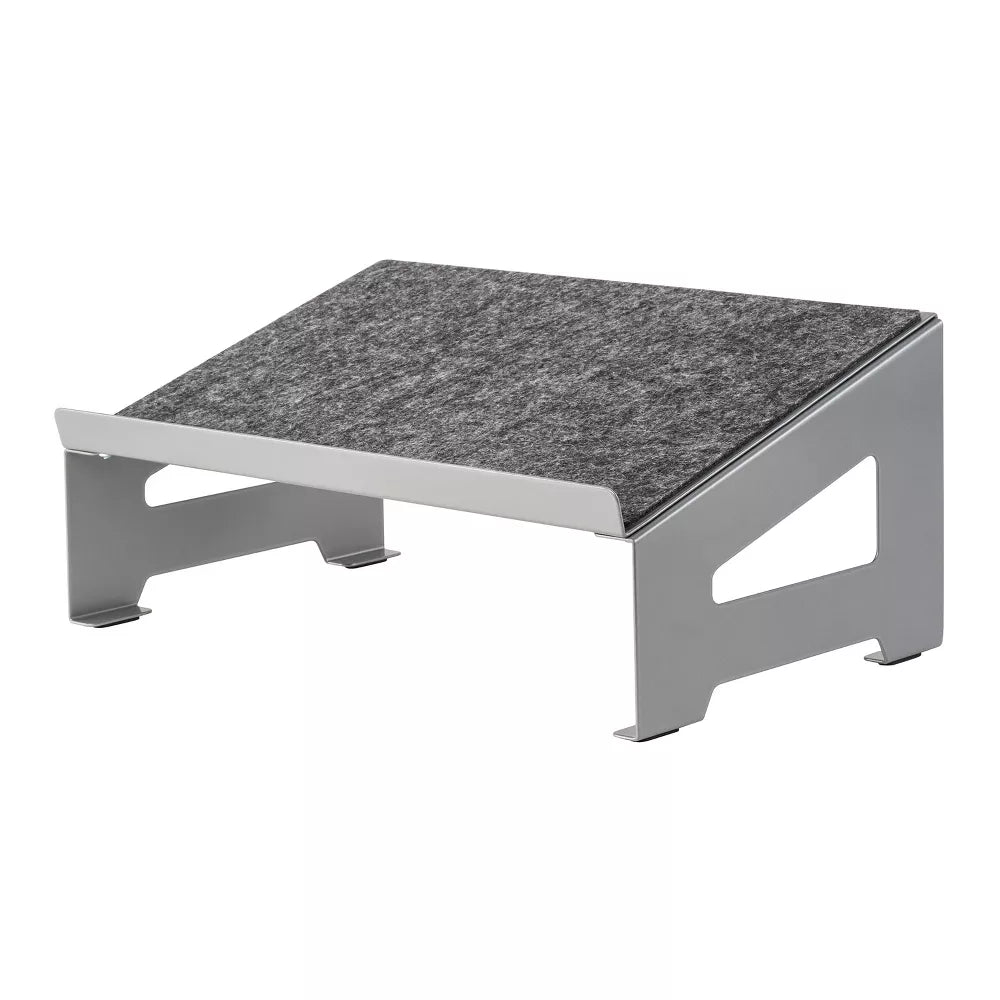 Fixed Angle Steel Laptop Riser with Felt Surface and Underneath Storage Space