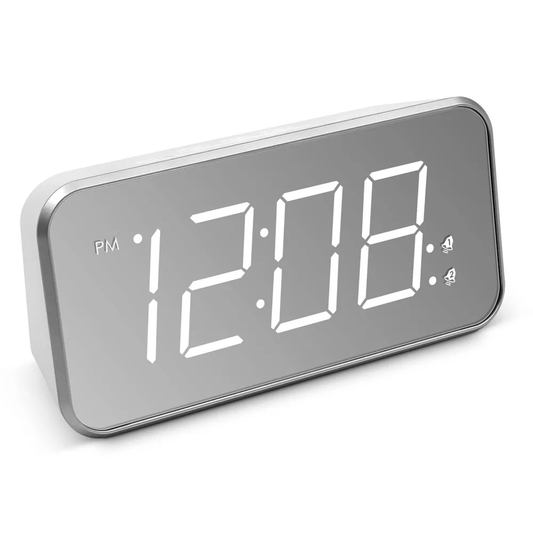 Mirror Surface Large LED Digital Alarm Clock with 2A USB Charging Port