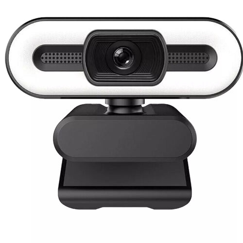 2K Autofocus Webcam with Adjustable Ring Light and Noise Reduction Microphone