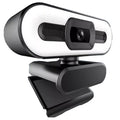 2K Autofocus Webcam with Adjustable Ring Light and Noise Reduction Microphone