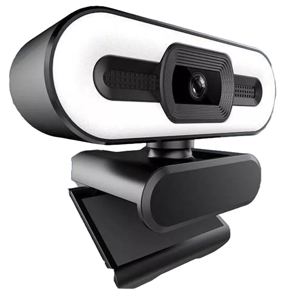 2K Autofocus Webcam with Adjustable Ring Light and Noise Reduction Microphone