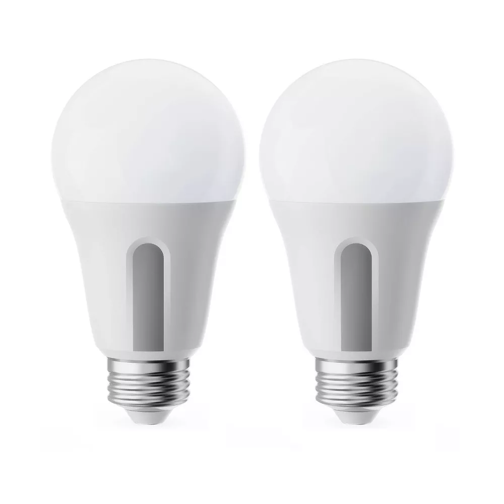 2 Pack A19 Wi-Fi & Bluetooth Dimmable Smart White LED Bulbs, E26 Base