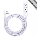3-Outlet Grounded Extension Power Cord with 15ft Braided Flat Plug Cable