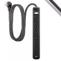 6-Outlet Power Strip with USB-A & USB-C Ports, 6ft Braided Power Cord