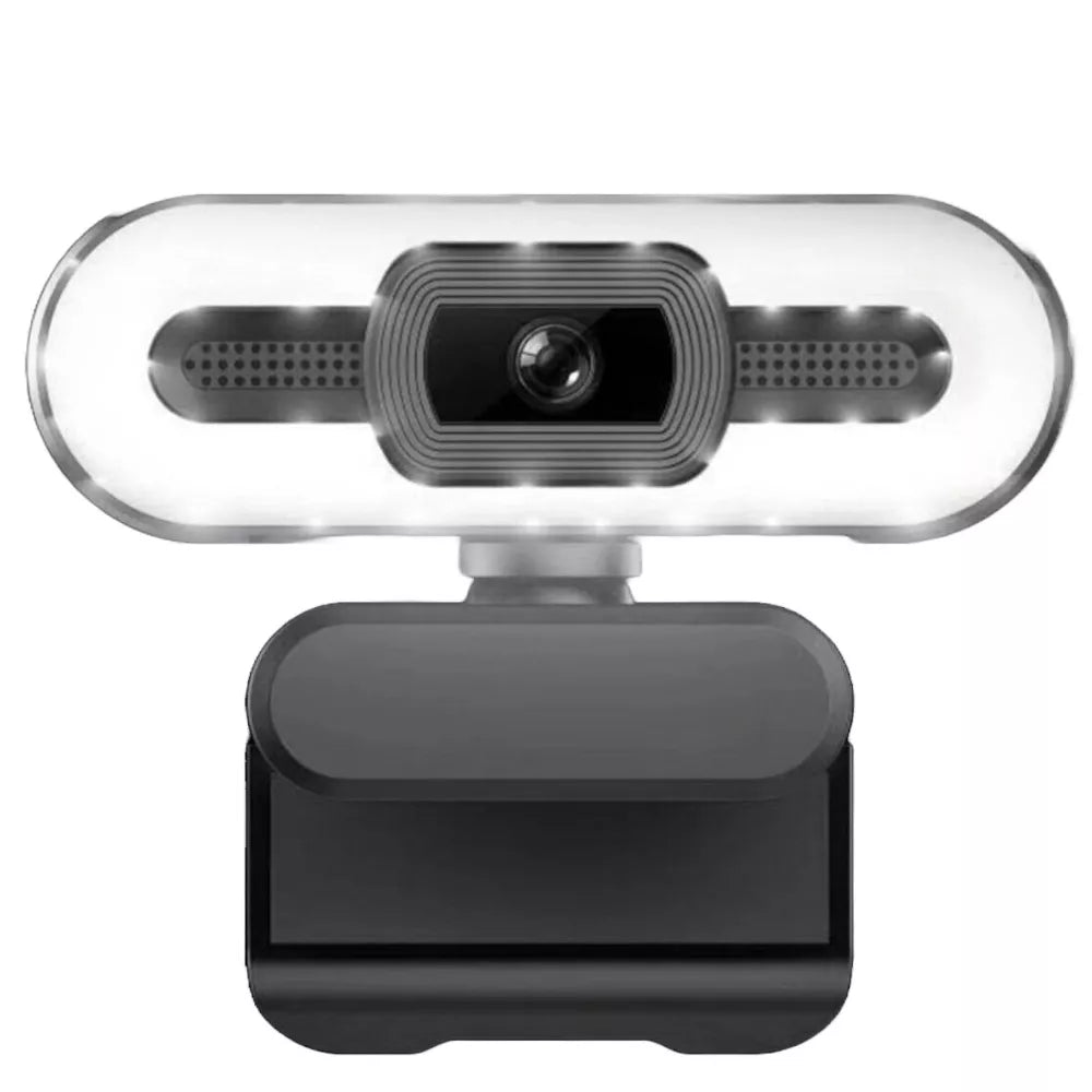 2K Autofocus Webcam with Adjustable Ring Light and Noise Reduction Microphone